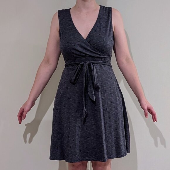 Toad & Co Cue Sleeveless Wrap Knee Length Dress, Blue Heather, Women's Large - Picture 2 of 6